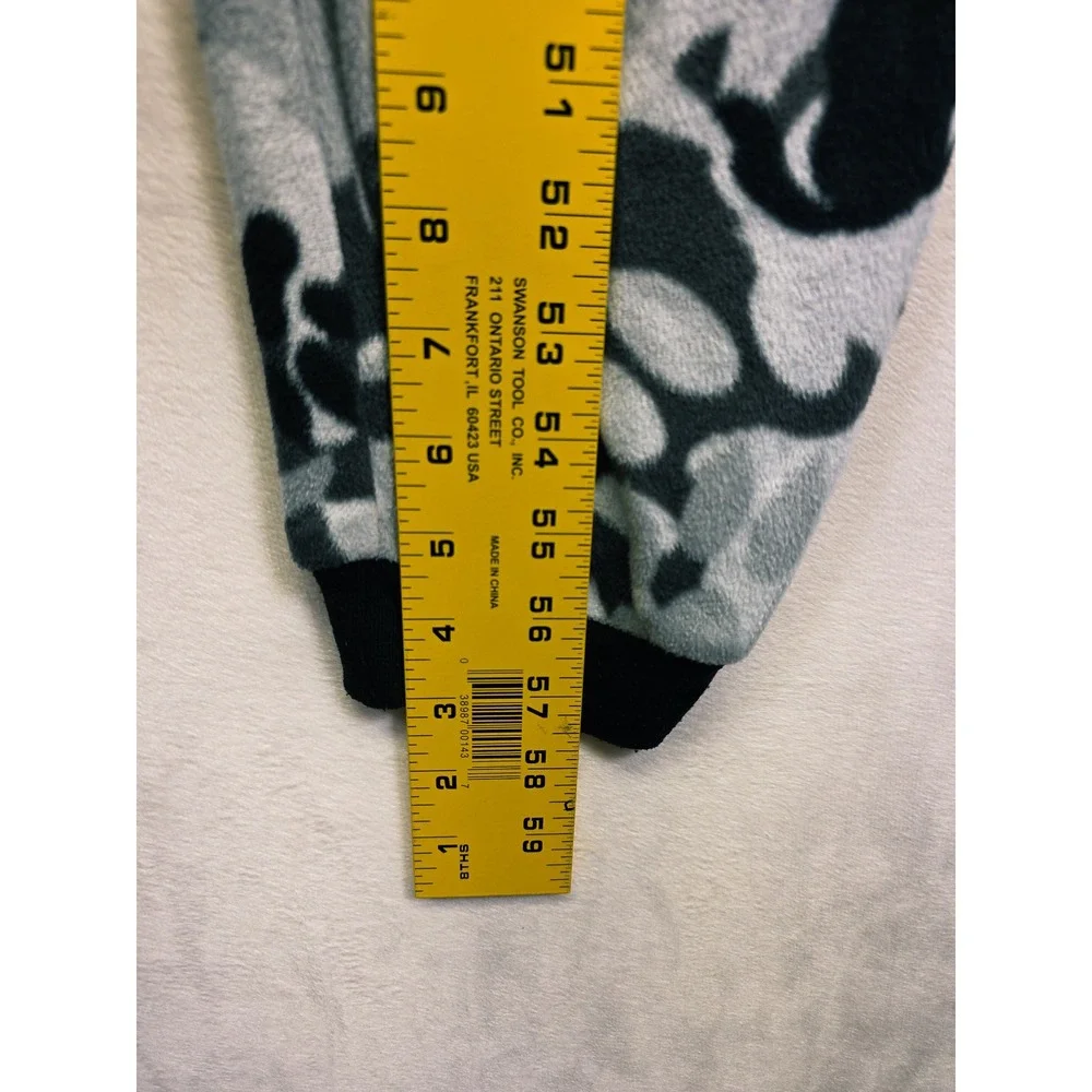 Cat & Jack One Piece Pajamas Kids XL‎ 16 Gray Wolf Hood Zip Cozy Sleepover Cabin